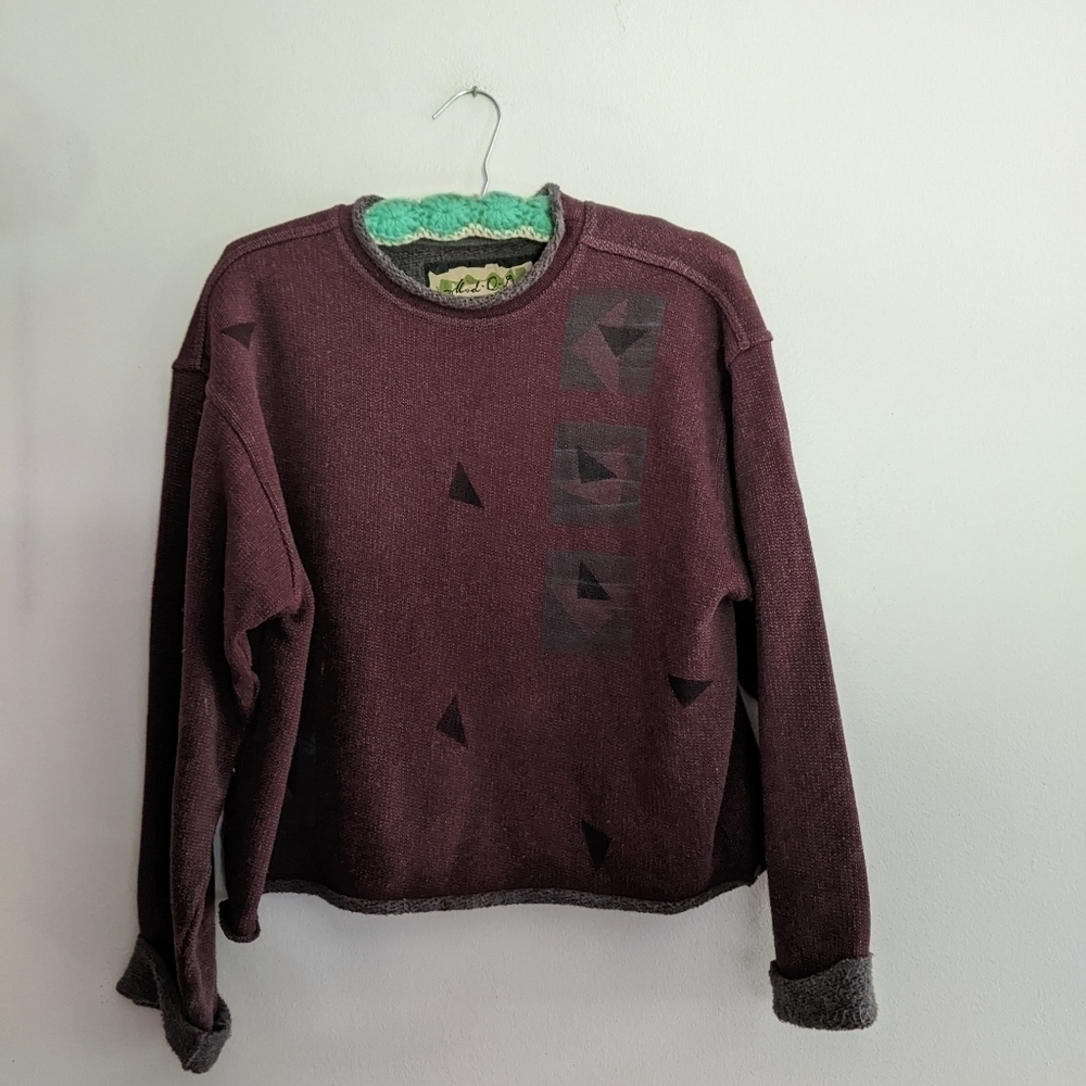 Vintage 90s Mod O Doc Top Burgundy Long Sleeve Fleece Interior